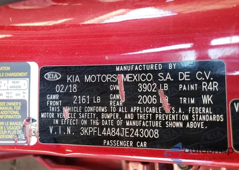 2018 Kia Forte Ex from USA, damaged, VIN 3KPFL4A84JE243008